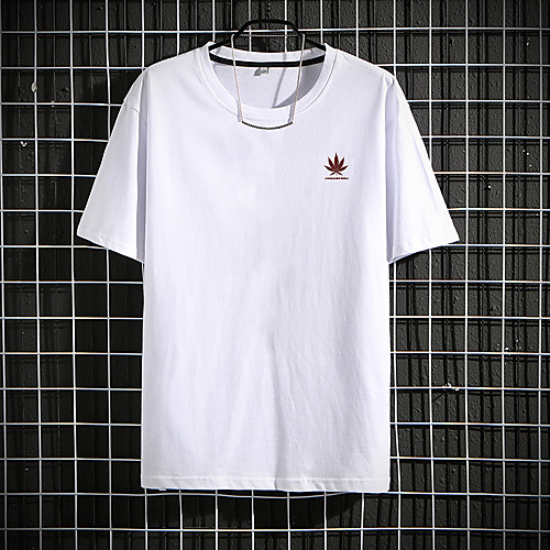 

Men's Geometric T-shirt - Cotton Daily Round Neck White / Black / Yellow / Khaki / Short Sleeve