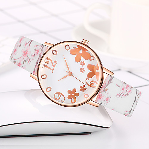 

Women's Quartz Watches Flower Fashion Black Red Brown PU Leather Chinese Quartz Light Brown Lace Blushing Pink Red New Design Casual Watch 1 pc Analog One Year Battery Life