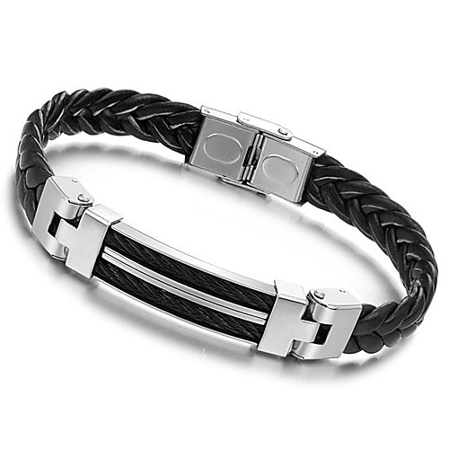 

Men's Wrap Bracelet Leather Bracelet Hologram Bracelet Braided Weave Stylish Punk European Rock Titanium Steel Bracelet Jewelry Silver For Anniversary Sport Formal Date Festival / Guitar Bracelet