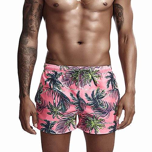 

Men's Basic Blushing Pink Swim Trunk Beach board shorts Swimwear Swimsuit - Tropical S M L Blushing Pink