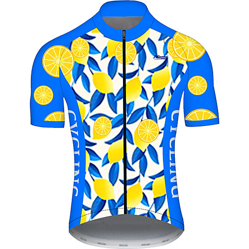 

21Grams Men's Short Sleeve Cycling Jersey BlueYellow Fruit Lemon Bike Jersey Top Mountain Bike MTB Road Bike Cycling UV Resistant Breathable Quick Dry Sports Clothing Apparel / Stretchy / Race Fit