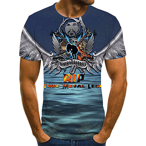 

Men's Holiday Going out Street chic / Exaggerated T-shirt - Geometric / Color Block / 3D Print Rainbow