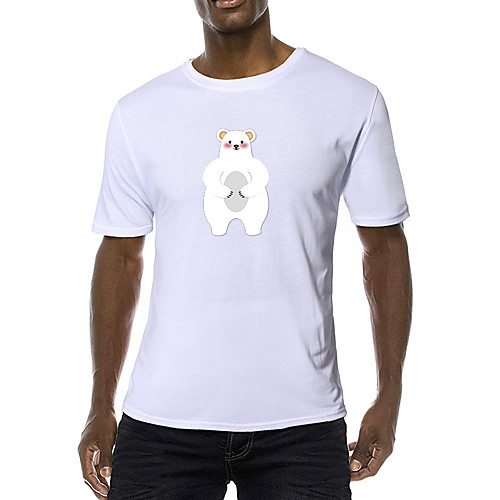 

Men's Daily Sports Business / Basic T-shirt - Solid Colored / Animal / Cartoon Black & White, Print Yellow