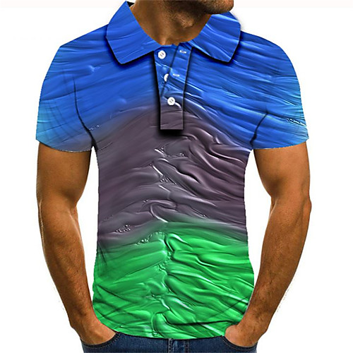 

Men's Daily Going out Street chic / Exaggerated Polo - Color Block / 3D / Graphic Rainbow