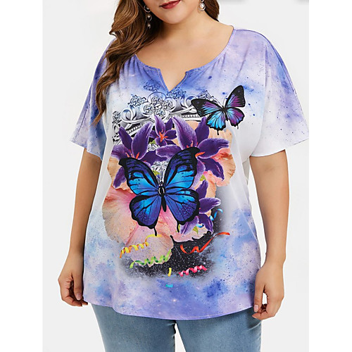 

Women's Daily T-shirt - Tie Dye / Animal Blue / Spring / Summer