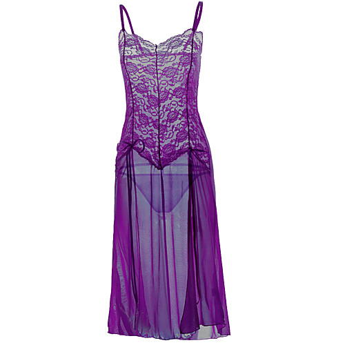 

Women's Lace / Backless / Cut Out Suits Nightwear Solid Colored Light Blue Purple Black S M L