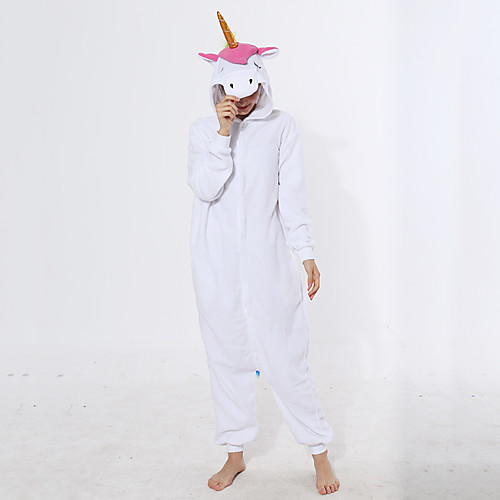 

Adults' Kigurumi Pajamas Unicorn Onesie Pajamas Flannelette White Cosplay For Men and Women Animal Sleepwear Cartoon Festival / Holiday Costumes