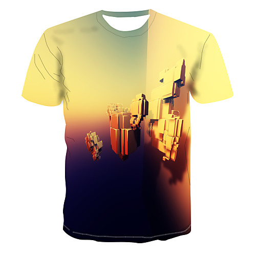 

Men's Club Weekend Street chic / Punk & Gothic T-shirt - Color Block / 3D / Abstract Print Khaki