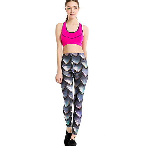 

Women's Sports / Yoga Sporty / Basic Legging - Geometric, Print Mid Waist Dark Gray One-Size