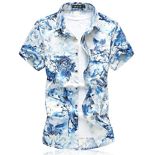 

Men's Going out Weekend Business / Tropical Shirt - Geometric Print Red