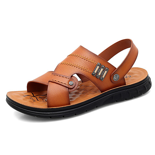 

Men's Faux Leather Spring & Summer Casual Sandals Yellow / Khaki / Black