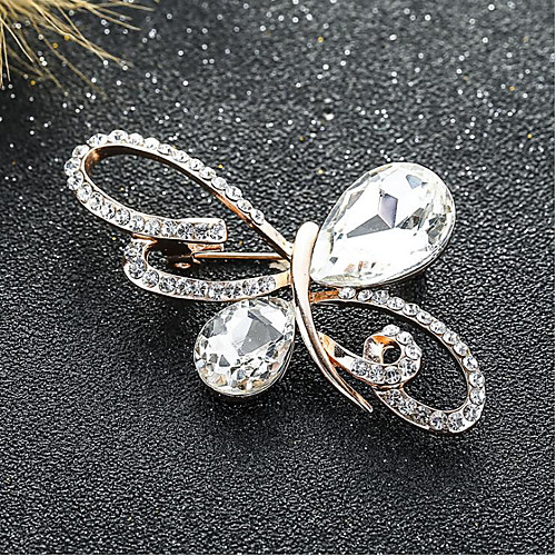 

Women's Cubic Zirconia Brooches Classic Paper Clip Stylish Simple Classic Brooch Jewelry Gold For Party Gift Daily Work Festival