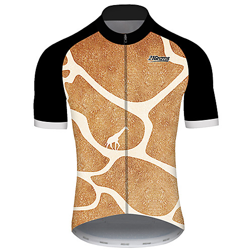 

21Grams Men's Short Sleeve Cycling Jersey 100% Polyester Black / Orange Geometic Animal Giraffe Bike Jersey Top Mountain Bike MTB Road Bike Cycling UV Resistant Breathable Quick Dry Sports Clothing