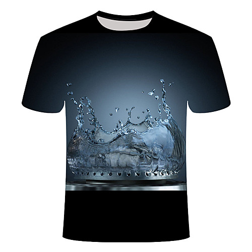 

Men's Daily Going out Basic T-shirt - 3D / Beer Print Gray