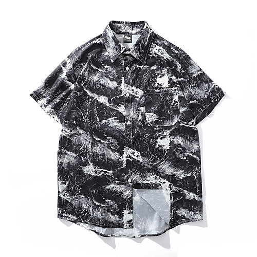 

Men's Daily Basic Shirt - Scenery Print Black