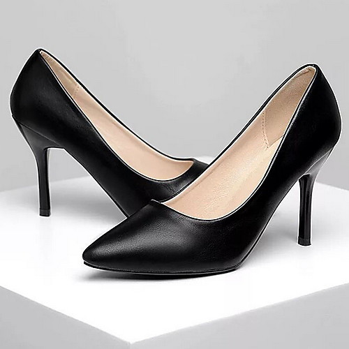 

Women's Heels Stiletto Heel Pointed Toe Faux Leather Spring & Summer Black