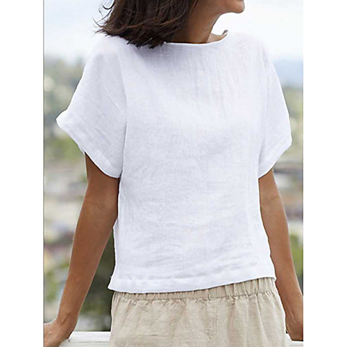 

Women's Solid Colored Loose T-shirt Basic Daily White / Yellow / Blushing Pink / Light Blue