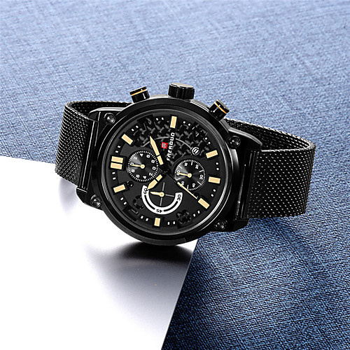 

Men's Steel Band Watches Japanese Quartz Stainless Steel 30 m Water Resistant / Waterproof Chronograph Day Date Analog Fashion Cool - BlackGloden Red Black / Blue One Year Battery Life