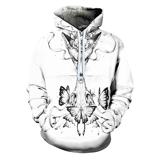 

Men's 3D Print / Casual Hoodie - 3D / Cartoon / Character White US32 / UK32 / EU40