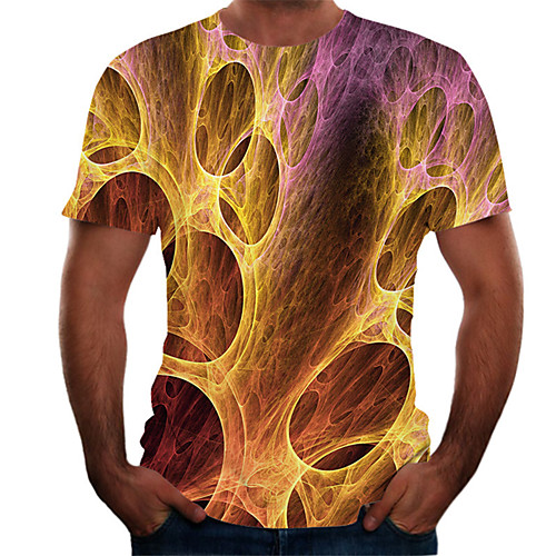 

Men's Daily Basic T-shirt - Color Block / 3D Print Yellow