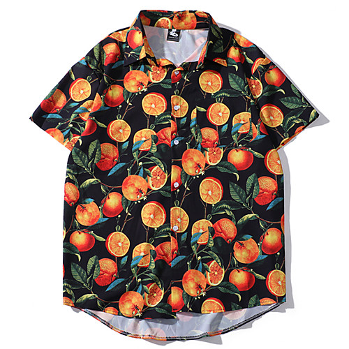 

Men's Daily Basic Shirt - Geometric / Fruit Print Black