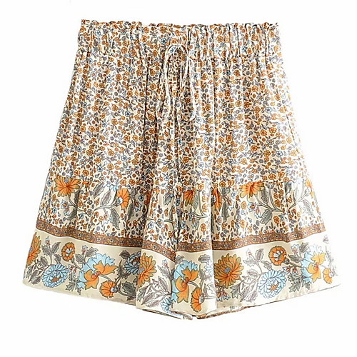 

Women's Basic Shorts Pants - Floral Beige S M L