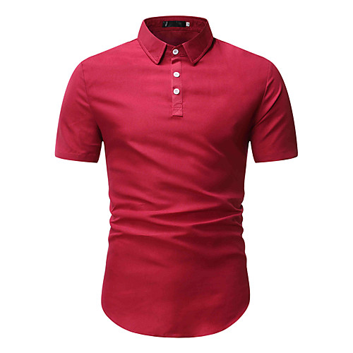 

Men's Solid Colored Shirt Business Chinoiserie Work Weekend Red / Short Sleeve