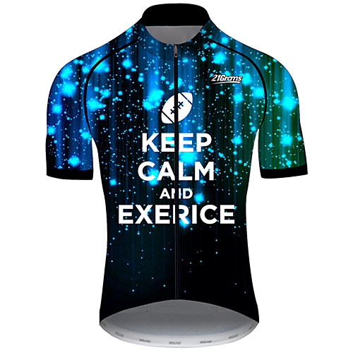 

21Grams Men's Short Sleeve Cycling Jersey 100% Polyester Black / Blue Galaxy Gradient Sparkly Bike Jersey Top Mountain Bike MTB Road Bike Cycling UV Resistant Breathable Quick Dry Sports Clothing
