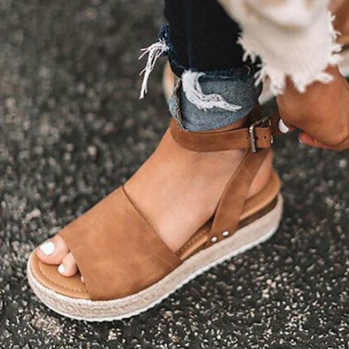 

Women's Sandals Flat Heel Open Toe PU Summer Yellow / Light Grey / Khaki