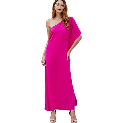 

Women's Fuchsia Black Dress A Line Solid Color S M