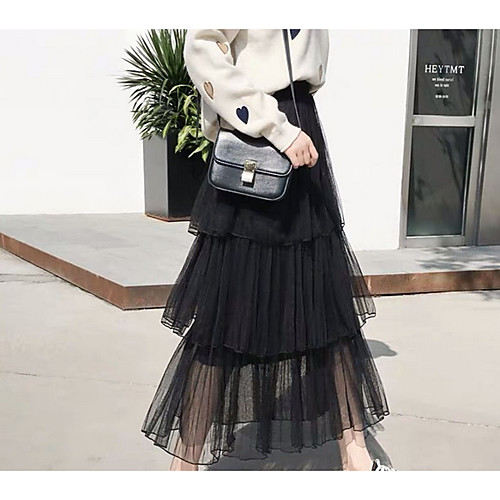 

Women's Daily Wear Basic A Line Skirts - Solid Colored Blushing Pink White Black M L XL