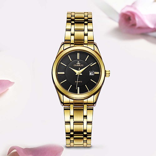 

Women's Quartz Watches Classic Minimalist Gold Stainless Steel Chinese Quartz Gold White Black Water Resistant / Waterproof Calendar / date / day Casual Watch 30 m 1 pc Analog One Year Battery Life