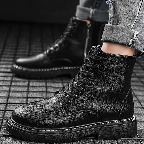 

Men's PU Fall & Winter Boots Mid-Calf Boots Black
