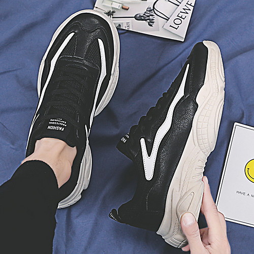 

Men's Canvas Spring Casual Trainers / Athletic Shoes White / Black / Beige