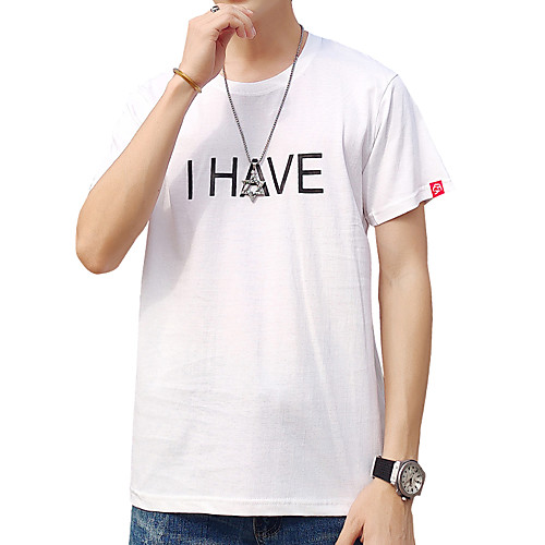 

Men's Color Block Graphic T-shirt - Cotton Daily Round Neck White / Black / Short Sleeve