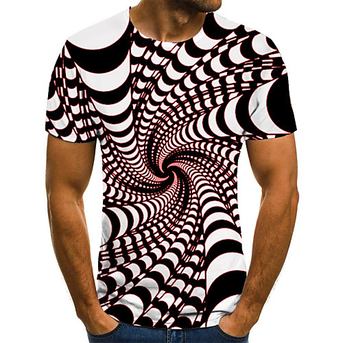 

Men's Holiday Going out Street chic / Exaggerated T-shirt - Geometric / Color Block / 3D Print Purple