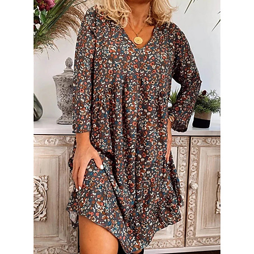 

Women's Royal Blue Light Blue Dress Shift Print S M