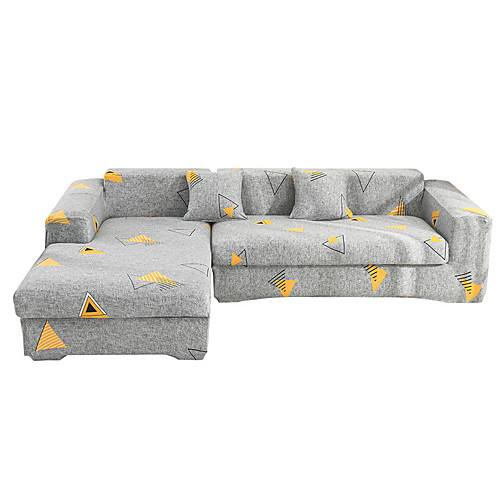 

The Triangle Print Dustproof All-powerful Slipcovers Stretch Sofa Cover Super Soft Fabric Couch Cover with One Free Pillow Case