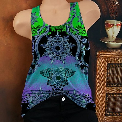 

Women's Geometric Print Tank Top Daily Blue / Red / Yellow / Green