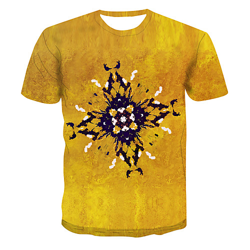 

Men's Club Weekend Street chic / Punk & Gothic T-shirt - Color Block / 3D / Abstract Print Yellow