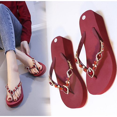 

Women's Sandals Wedge Heel Open Toe PU Summer Red / Pink / Black