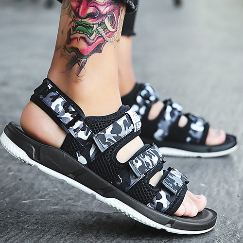 

Men's Cotton Spring & Summer Sporty Sandals Breathable Color Block Red / Black