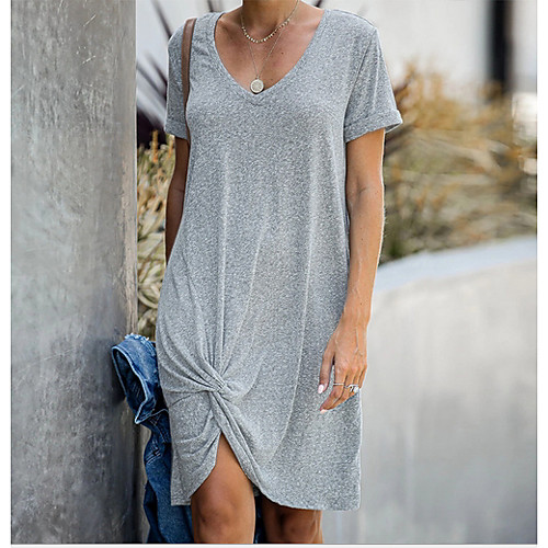

Women's Silver Dress Shift Solid Color S M