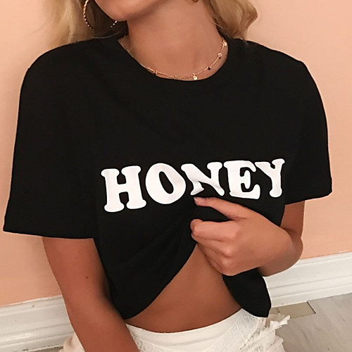 

Women's Going out Weekend Basic T-shirt - Solid Colored / Letter Red