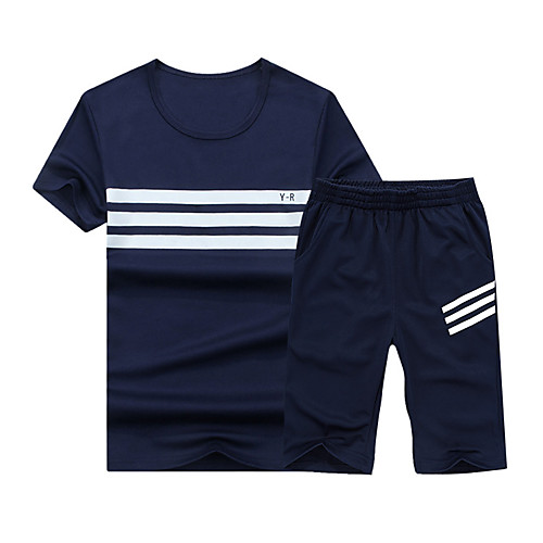 

Men's Daily Sports Basic Set - Striped Print Blue