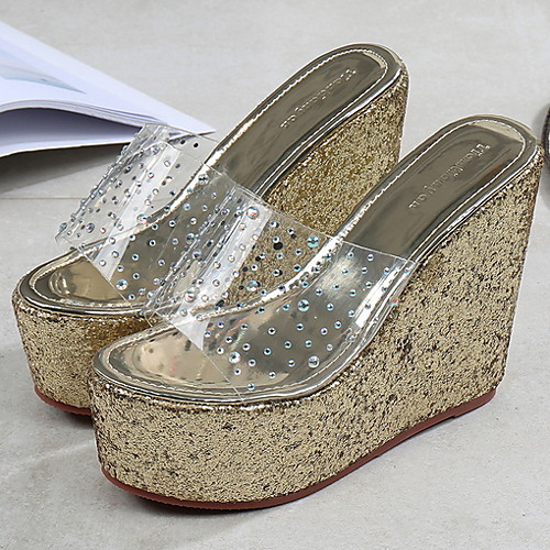 

Women's Sandals Wedge Heel Open Toe PU Summer Gold / Silver