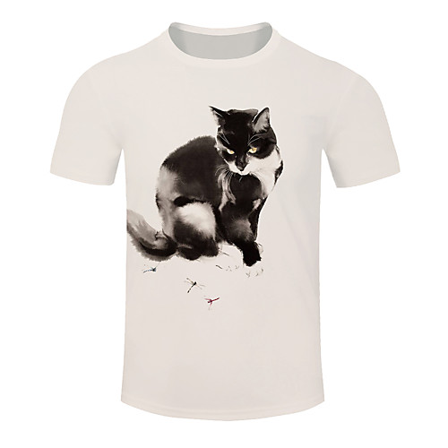

Men's Women's Running T-Shirt Workout Shirt Round Neck Running Active Training Jogging Breathable Quick Dry Moisture Wicking Sportswear Cat Plus Size Tee / T-shirt Top Short Sleeve Activewear