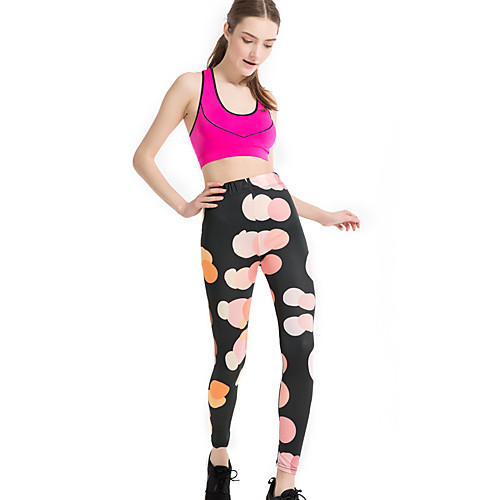 

Women's Sports / Yoga Sporty / Basic Legging - Polka Dot / Color Block, Print Mid Waist Black One-Size