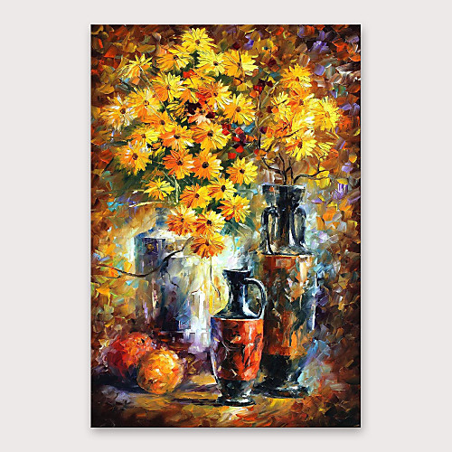 

IARTS®Hand Painted Chrysanthemums vie for beauty Oil Painting with Stretched Frame For Home Decoration