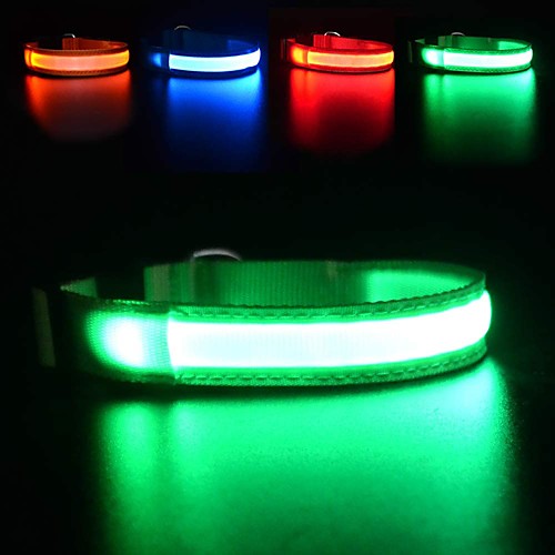

Cat Dog Collar LED Lights Nylon Pink Green Blue